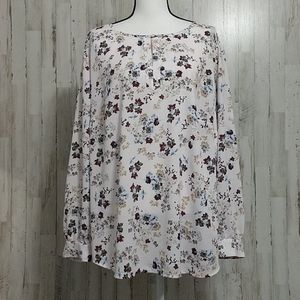 LOFT Soft Pink Floral Long Sleeve Blouse